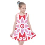 A Red And White Pattern With A Flower On It Kids  Summer Dress