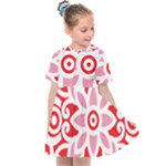 A Red And White Pattern With A Flower On It Kids  Sailor Dress