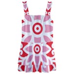 A Red And White Pattern With A Flower On It Kids  Layered Skirt Swimsuit