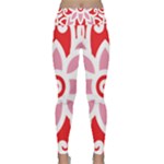 A Red And White Pattern With A Flower On It Lightweight Velour Classic Yoga Leggings