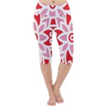 A Red And White Pattern With A Flower On It Lightweight Velour Cropped Yoga Leggings