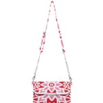 A Red And White Pattern With A Flower On It Mini Crossbody Handbag