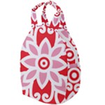 A Red And White Pattern With A Flower On It Travel Backpack