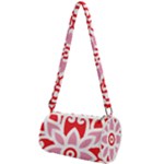 A Red And White Pattern With A Flower On It Mini Cylinder Bag