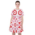 A Red And White Pattern With A Flower On It Sailor Dress