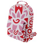 A Red And White Pattern With A Flower On It Flap Pocket Backpack (Small)