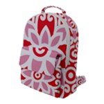 A Red And White Pattern With A Flower On It Flap Pocket Backpack (Large)