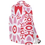 A Red And White Pattern With A Flower On It Double Compartment Backpack