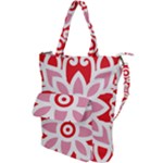 A Red And White Pattern With A Flower On It Shoulder Tote Bag