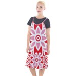 A Red And White Pattern With A Flower On It Camis Fishtail Dress