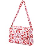 A Red And White Pattern With A Flower On It Front Pocket Crossbody Bag