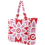 A Red And White Pattern With A Flower On It Simple Shoulder Bag