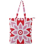 A Red And White Pattern With A Flower On It Double Zip Up Tote Bag