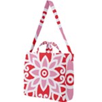 A Red And White Pattern With A Flower On It Square Shoulder Tote Bag