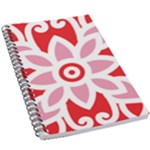 A Red And White Pattern With A Flower On It 5.5  x 8.5  Notebook