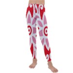 A Red And White Pattern With A Flower On It Kids  Lightweight Velour Leggings