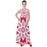 A Red And White Pattern With A Flower On It Empire Waist Velour Maxi Dress