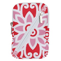 A Red And White Pattern With A Flower On It Belt Pouch Bag (Small) from ArtsNow.com