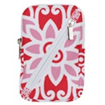 A Red And White Pattern With A Flower On It Belt Pouch Bag (Small)