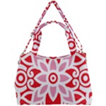 A Red And White Pattern With A Flower On It Double Compartment Shoulder Bag