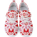 A Red And White Pattern With A Flower On It Men s Velcro Strap Shoes