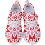 A Red And White Pattern With A Flower On It Women s Velcro Strap Shoes