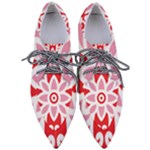 A Red And White Pattern With A Flower On It Pointed Oxford Shoes