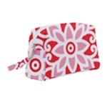 A Red And White Pattern With A Flower On It Wristlet Pouch Bag (Medium)