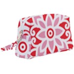 A Red And White Pattern With A Flower On It Wristlet Pouch Bag (Large)