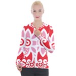 A Red And White Pattern With A Flower On It Casual Zip Up Jacket