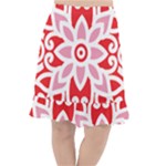 A Red And White Pattern With A Flower On It Fishtail Chiffon Skirt