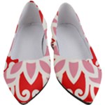 A Red And White Pattern With A Flower On It Women s Block Heels 