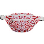 A Red And White Pattern With A Flower On It Fanny Pack