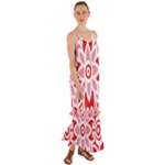 A Red And White Pattern With A Flower On It Cami Maxi Ruffle Chiffon Dress