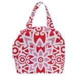 A Red And White Pattern With A Flower On It Boxy Hand Bag