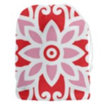 A Red And White Pattern With A Flower On It Drawstring Pouch (3XL)