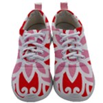 A Red And White Pattern With A Flower On It Mens Athletic Shoes