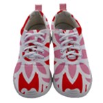 A Red And White Pattern With A Flower On It Women Athletic Shoes