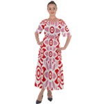 A Red And White Pattern With A Flower On It Shoulder Straps Boho Maxi Dress 