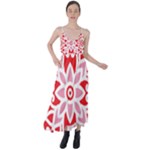 A Red And White Pattern With A Flower On It Tie Back Maxi Dress