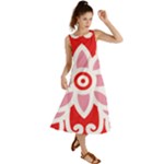 A Red And White Pattern With A Flower On It Summer Maxi Dress