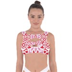 A Red And White Pattern With A Flower On It Bandaged Up Bikini Top