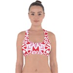 A Red And White Pattern With A Flower On It Cross Back Hipster Bikini Top 