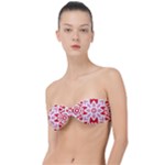 A Red And White Pattern With A Flower On It Classic Bandeau Bikini Top 