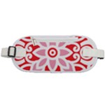 A Red And White Pattern With A Flower On It Rounded Waist Pouch