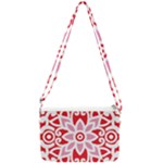 A Red And White Pattern With A Flower On It Double Gusset Crossbody Bag