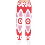 A Red And White Pattern With A Flower On It Women Velvet Drawstring Pants