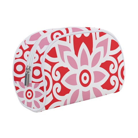 A Red And White Pattern With A Flower On It Make Up Case (Small) from ArtsNow.com