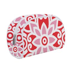 A Red And White Pattern With A Flower On It Make Up Case (Small) from ArtsNow.com