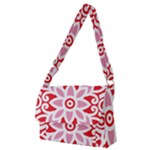 A Red And White Pattern With A Flower On It Full Print Messenger Bag (M)